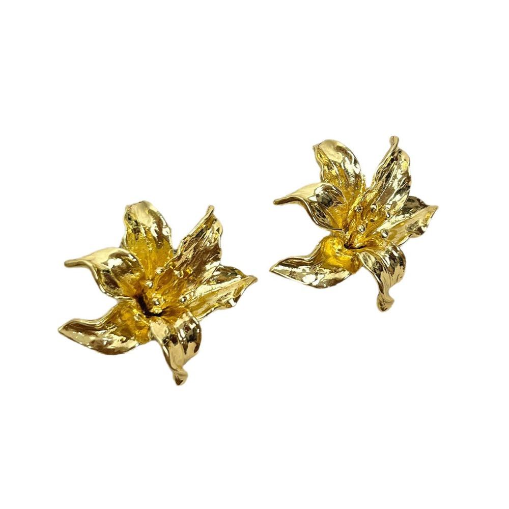 Irregular Flower Stud Earrings Drip Oil Ear Accessories Elegant Flower Earrings  Party
