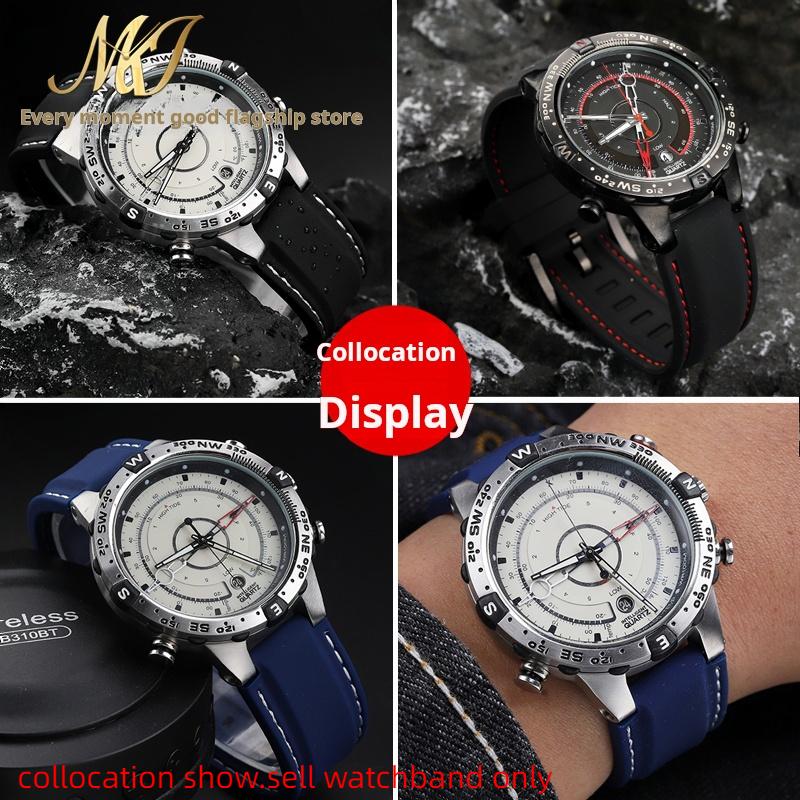 24*16mm Convex Men Silicone Watch Strap for TIMEX Tidal T2N721 T2N720 TW2T76500 2T76300 Blue Sports Waterproof Rubber Watchband