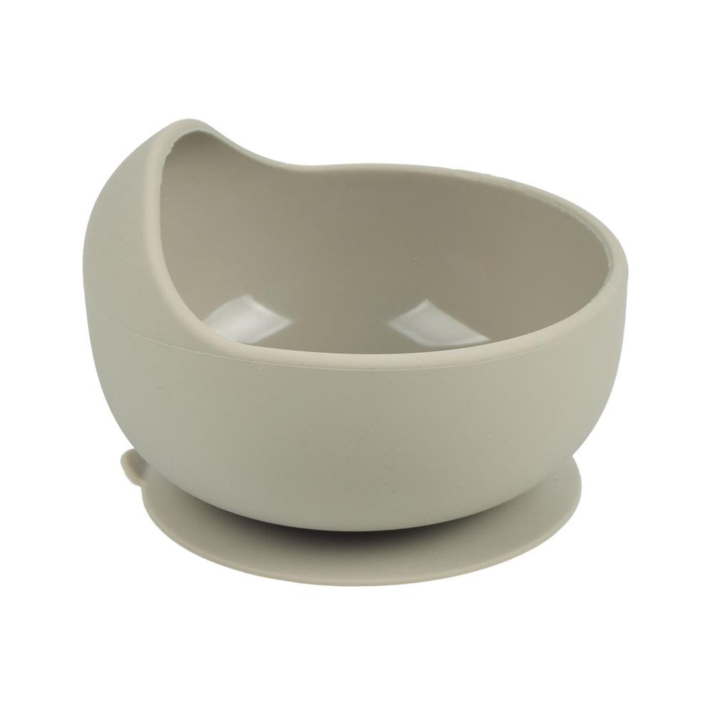 Silicone Baby Bowl & Spoon Set with Wooden Handle and Suction Cup