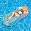 Boia Piscina Inflável com Glitter Rede de Água Cama Flutuante Gradiente Rosa para Adultos Cama de Descanso na Água