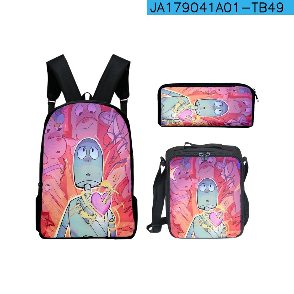Classic Popular Novelty Funny Robot Dreams 3D Print 3pcs/Set pupil School Bags Laptop Daypack Backpack Lunch bag Pencil Case