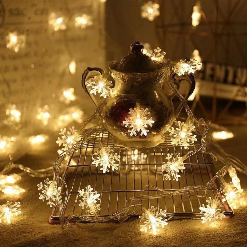 1,5M/3M/6/10M Weihnachts-Schneeflocken-Lichterkette, 2024 Frohe Weihnachten Dekoration für Zuhause, Christbaumschmuck, 2025 Frohes Neues Jahr