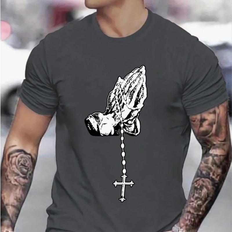 Nouveau t-shirt d'été tendance pour homme avec imprimé « Jésus bénisse »