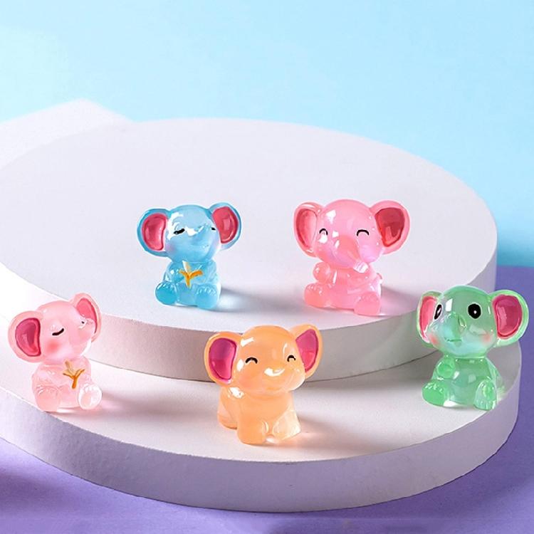 Resin Figurines Miniatures Elephant Glowing At Night Fairy Garden Decoration