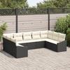 VidaXL 9-Piece Garden Dining Set with Cushions Black Poly Rattan 3355546