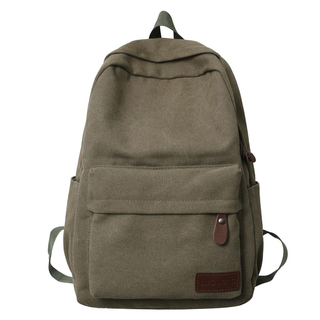 Canvas Bag Men'S Casual Backpack Fashion Trendy Simple Versatile Backpack Female Student Schoolbag