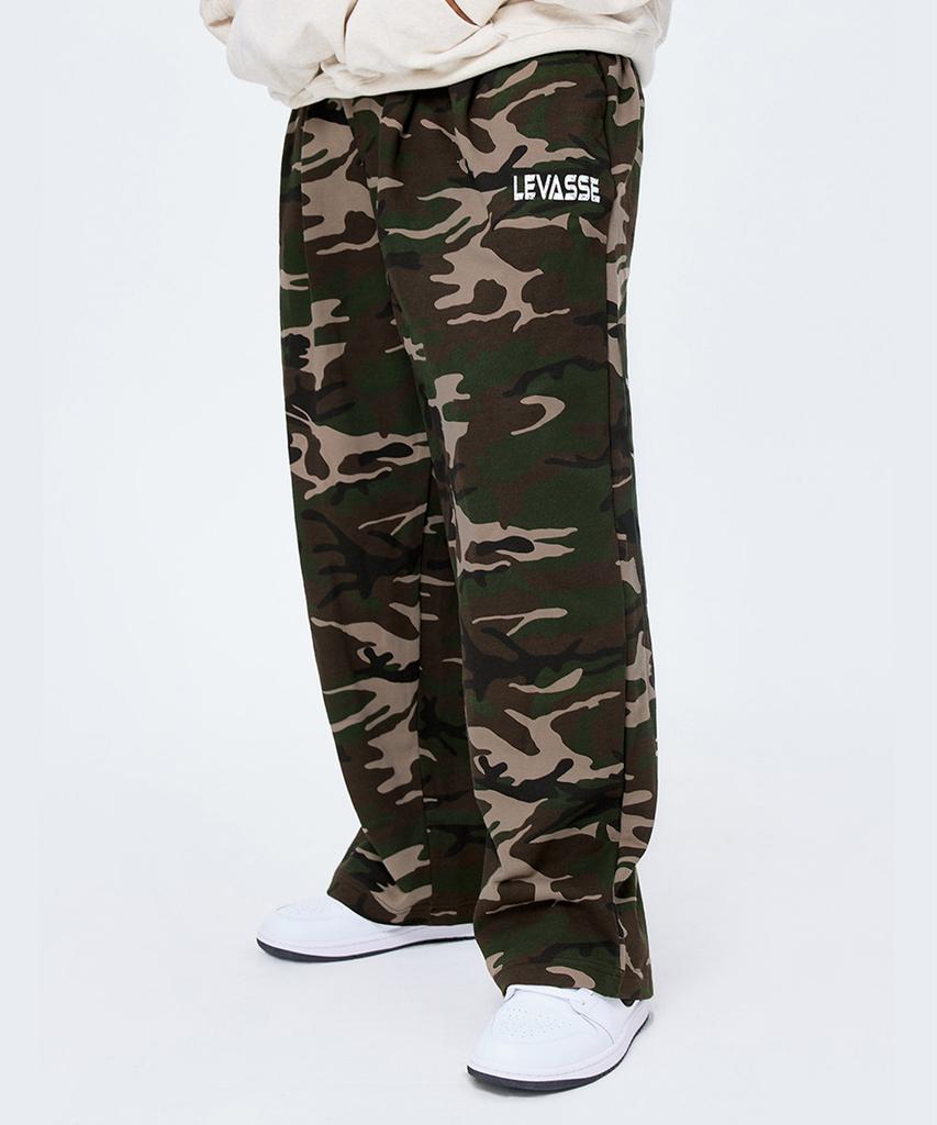 Leubase Old School Double-Pleated Wide Terry Pants_Green Camo