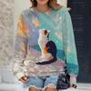 Cartoon Women's Long Sleeve T Shirt Casual Autumn T Shirt Tops Animal Cat Pattern Fashion OverSize Ladies Clothing