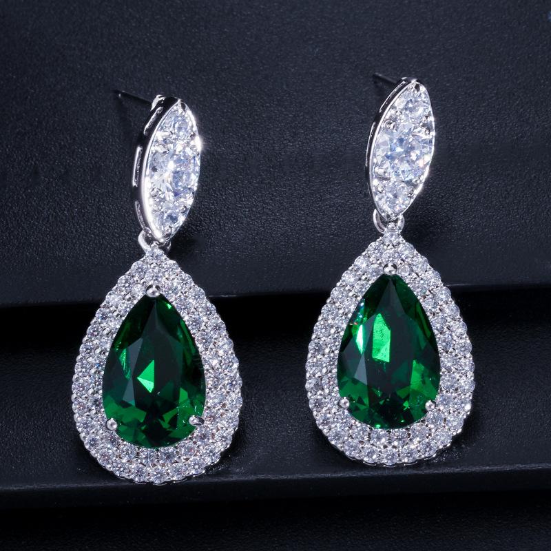 

E0237 Популярные серьги, серьги-капли, высококачественный циркон, несколько цветов на выбор зелёный