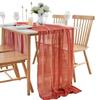 Vintage Table Runners Pleated Fabric Wedding Decoration Cheesecloth Table Setting  Dinning Decor