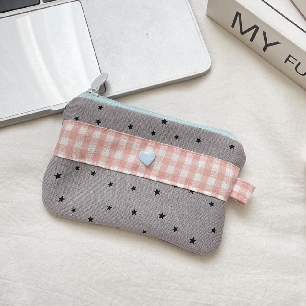 

Minimalist Style Printed Star Card Holder Portable High Aesthetic Coin Purse Lipstick Pouch Cosmetics Storage сірий