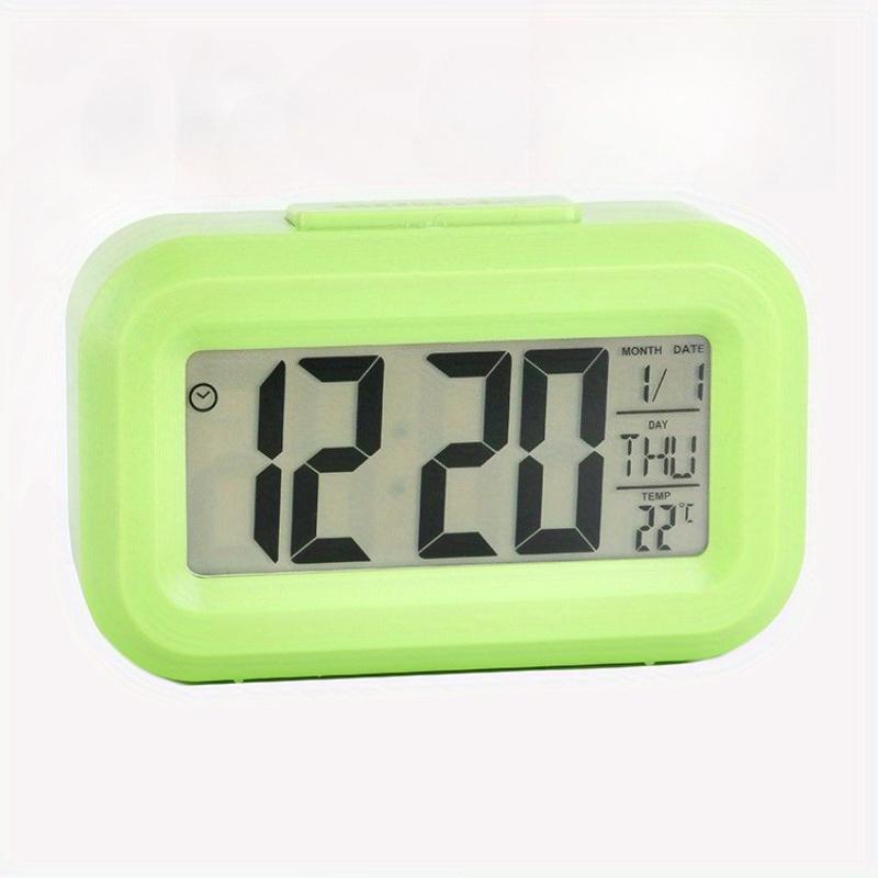 

1pc Digital Alarm Clock Backlight Snooze Data Time Calendar Desktop Multifunction Electronic Backlight Table Clock зелений