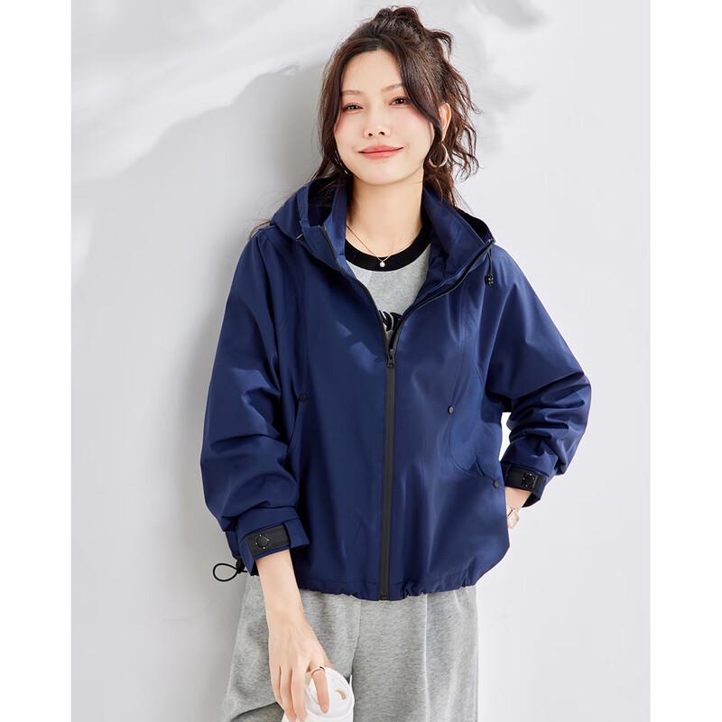 TERRE BLEUE Women's Autumn Windproof Hooded Jacket