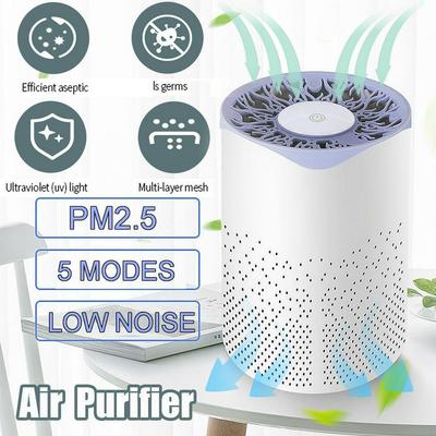 5W 5 Modes Ionizer UV Light Dust Allergy Smoke Filter Negative Ion Generator for Bedroom Home Office USB Air Purifier Air Cleaner