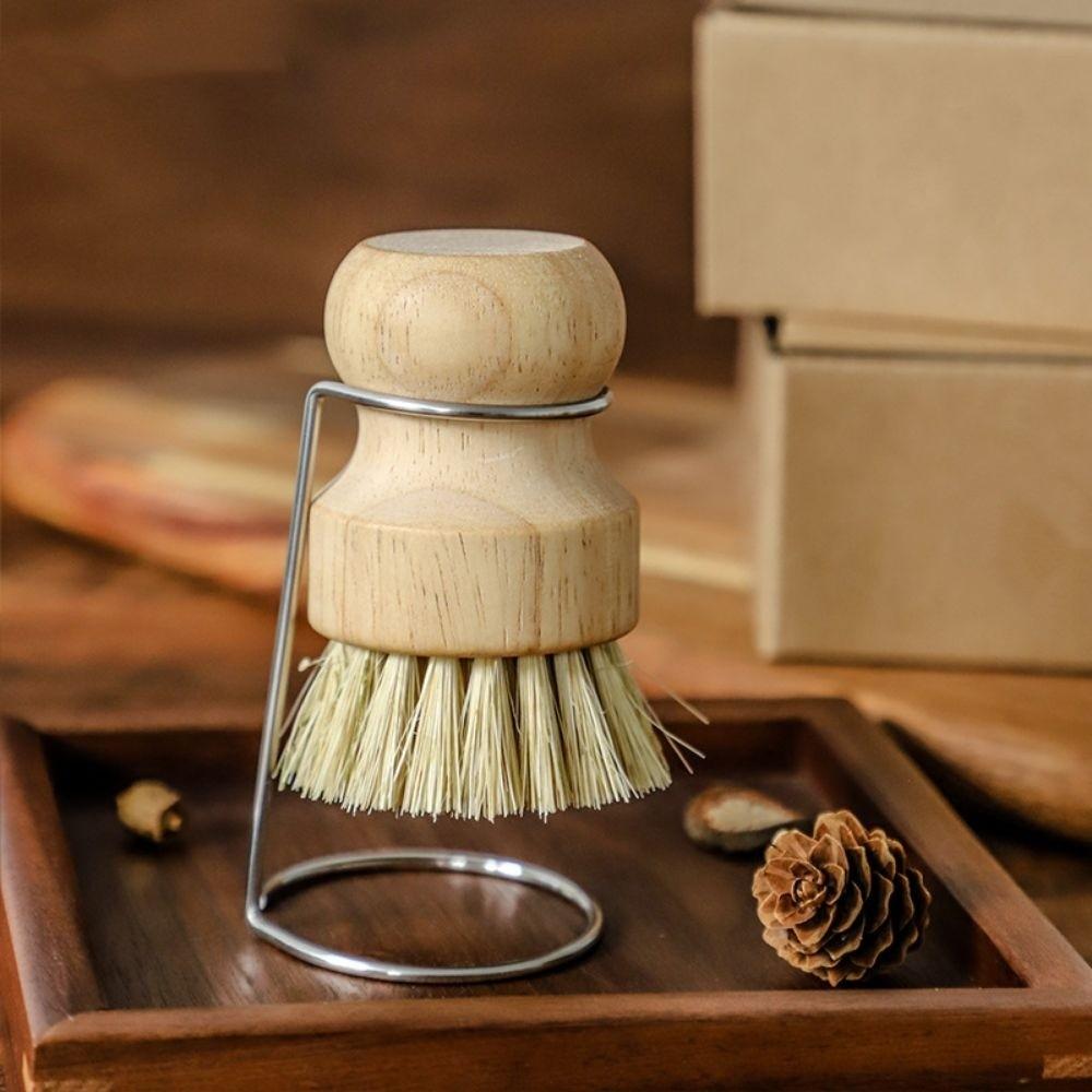 with stand Dishes Cleaning Brush Wooden Handle Wooden Dishwashing Brush Kitchen Accessories