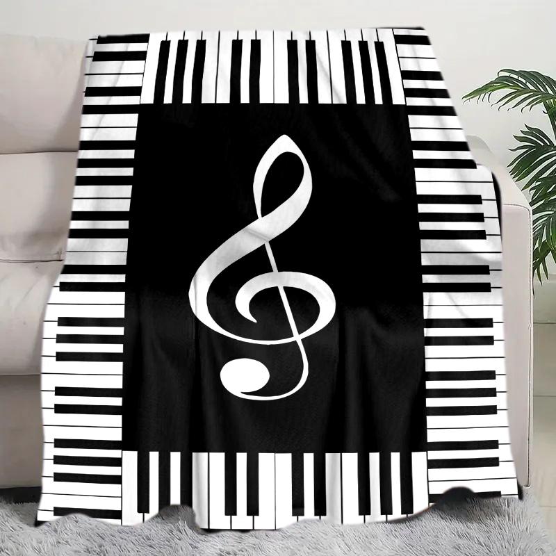 1PC Piano Keys Music Printed Blanket, All Season Lightweight Home Office Outdoor Nap Multifunctional Blanket A18