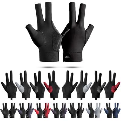 Guantes de Billar de Dedo Completo Antideslizantes Guantes de Entrenamiento de Billar Mano Izquierda/Derecha Tres Dedos Snooker Elasticidad Accesorios Deportivos