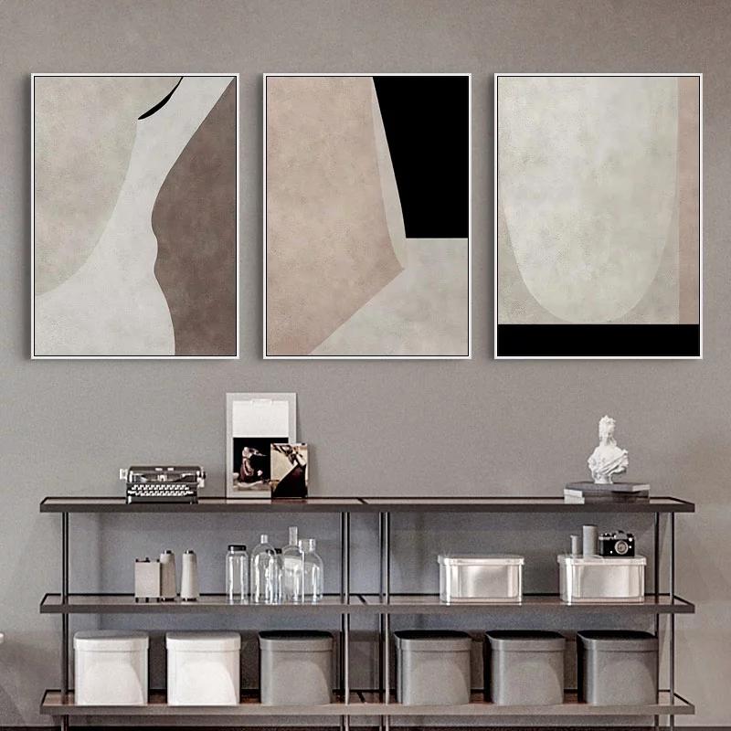 Geometric Minimalist Wall Art Poster Abstract Canvas Painting Print Texture Art Modern Wall Picture for Living Room Home Decor