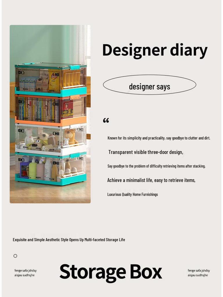Large Foldable Three-door Student Book & Clothing Organizer Box