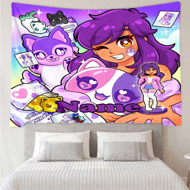 Custom Name Aphmau Print Tapestry, Backdrop, Easy Setup, Ideal for Bedroom, Office & Living Room, with Aesthetic Wall Hanging Decor.