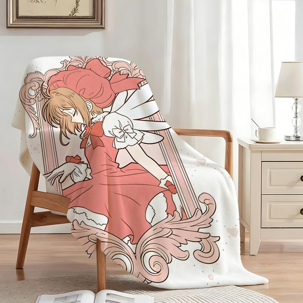 Anime C-Cardcaptor Sakura Throw Flannel Throw Blanket,Bed Home Office Nap Blanket Travel,Camping,Picnic Blanket Soft Decor