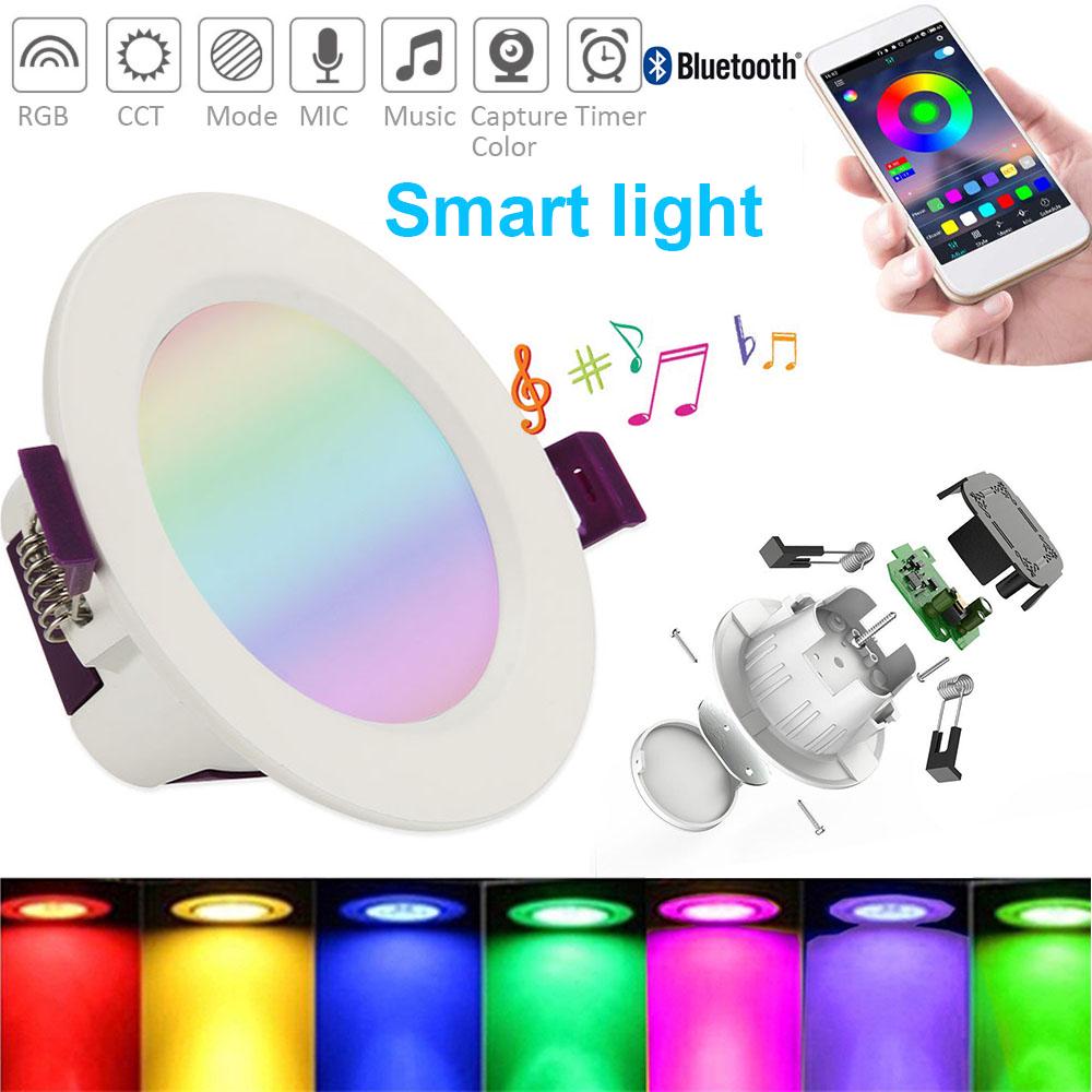 DSAEFG Smart Recessed Lighting Smart LED Downlight Bluetooth Ceiling Light Tunable White+RGB Music Sync Timing Function 10W 900lm DSAEFG Smart Recessed Lighting Smart LED Downlight Bluetooth Ceiling Light Tunable White+RGB Music Sync Timing Function 10W 900lm