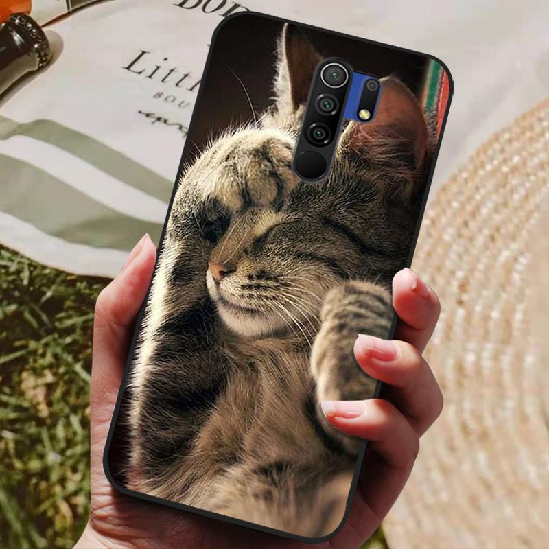 Für Xiaomi Redmi 9 Hülle Katze Blume Wolf Cover Silikonhülle Für Redmi 9 redmi9 Cover Bumper 6.53" Stoßfeste Handy Coque Hülle