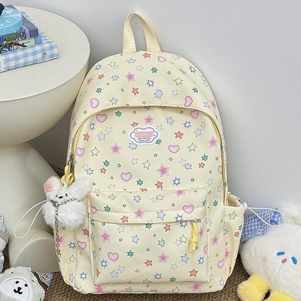 Schoolbag Star Print Student Bag Fresh and Sweet Student Bag Leisure Travel Backpack Travel Commuter Student Backpack