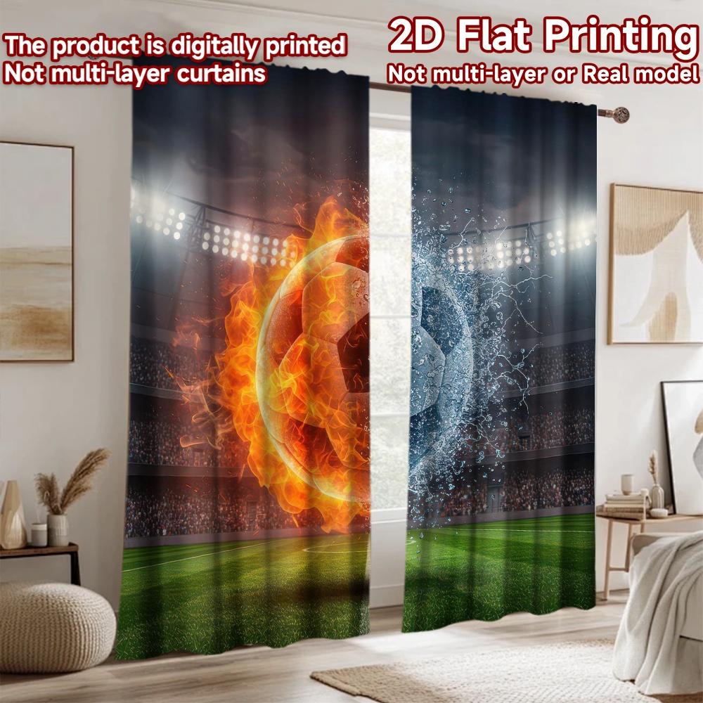 2D Flat Photography Backdrop Popular Scene Backdrop Fiery Water Soccer Ball 100% Polyester Festive Wall Decor Perfect for