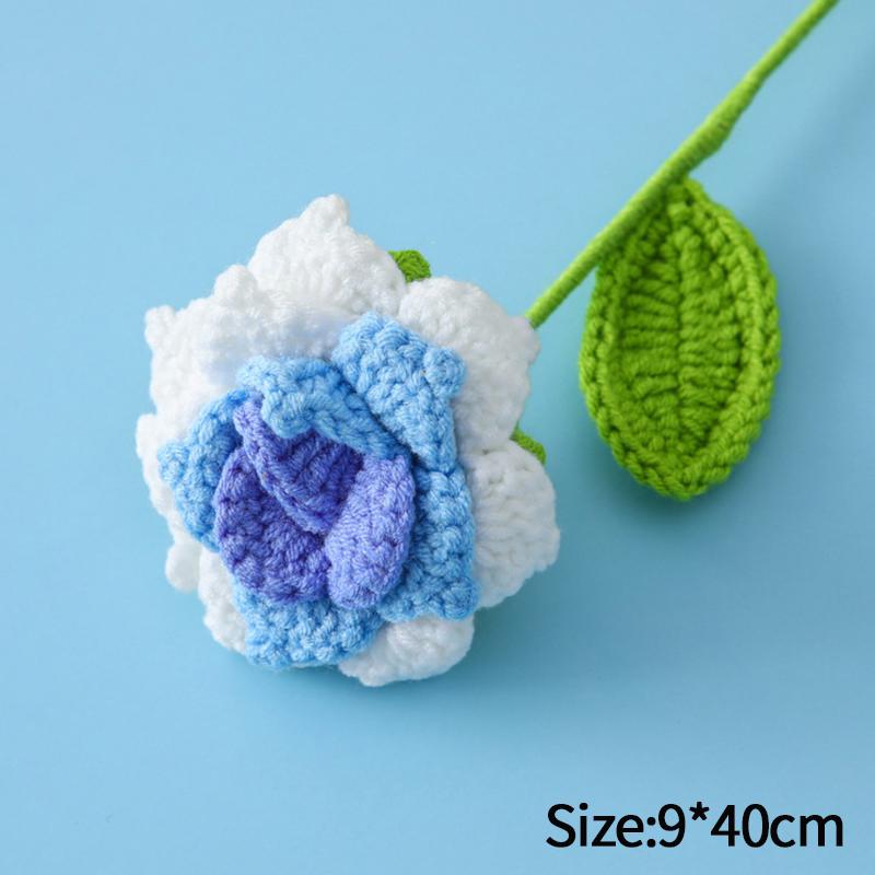 Carnation Crochet Flower Hand Woven Bouquet Artificial Flowers Knitting Flower Rose Teacher's Day Mother's Day Birthday Gift