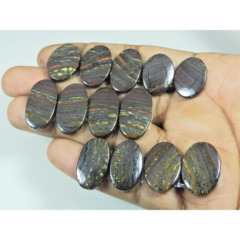 Natural Iron Tiger Matched Pair Oval Cabochon Loose Gemstone 06 Pair Lot C-3419