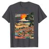 Edo Japan Scenery Sunset At Mount Fuji Ukiyo Cotton Tshirt Special Oversized Tshirt Graphic Tees Fitness Tops Unisex Clothing