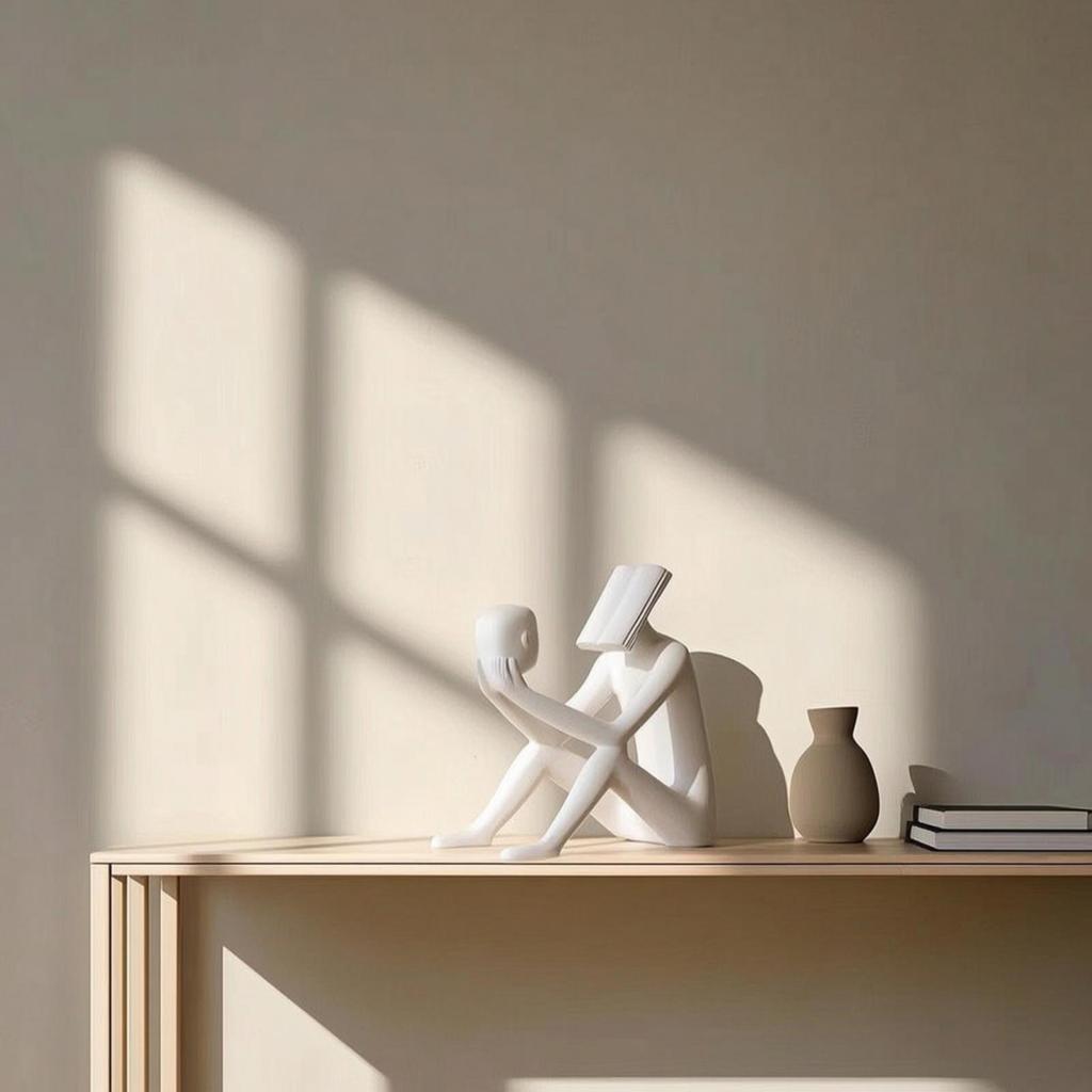 Abstract Sculpture Matte Human Figurine Modern Seated Statue for Art Lovers, Homeowners, Living
