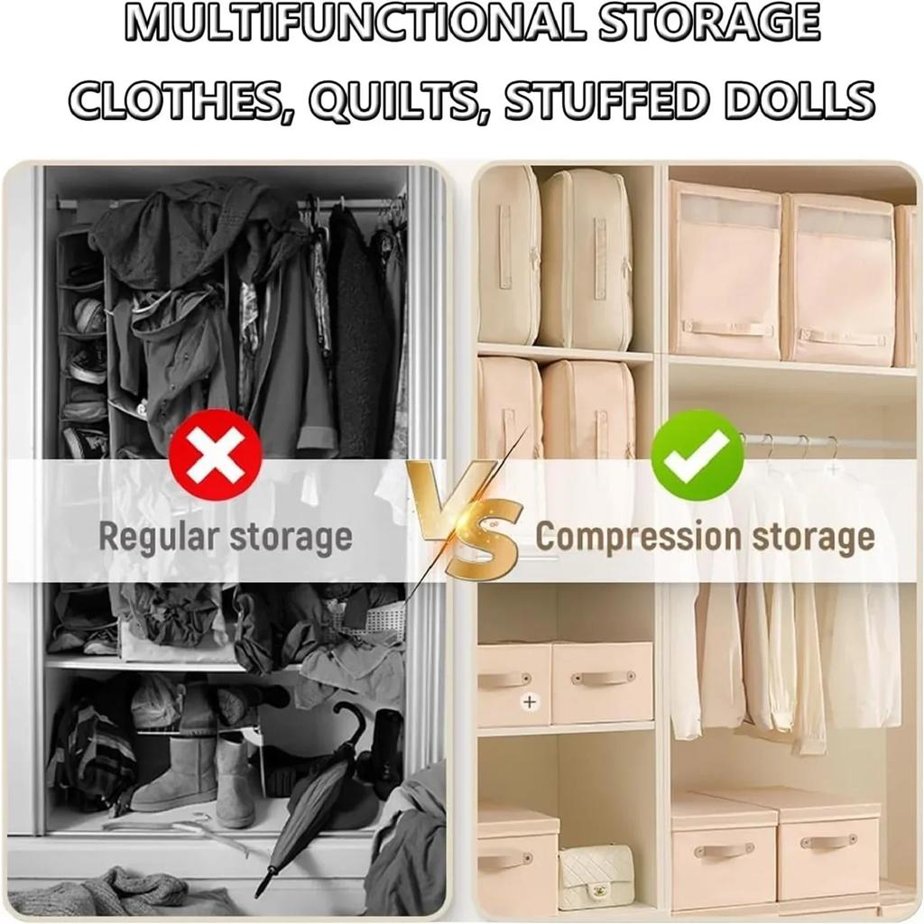 Large Compression Bag Quilt Clothes Closet Cabinet Organizer Storagepouch Ultra Space Saving Self Compression Organizer
