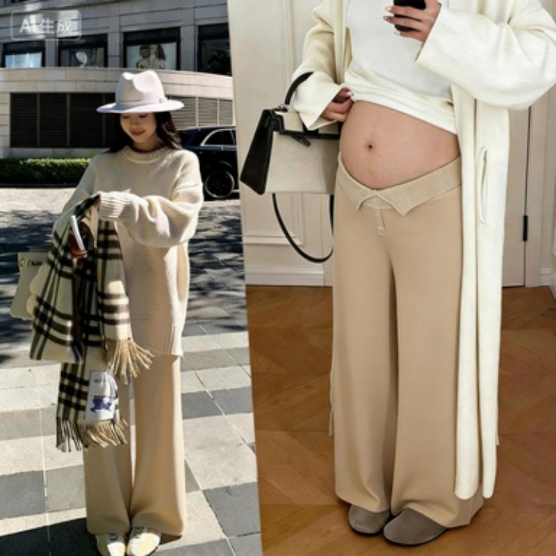 

Summer Thin Maternity Pants - 2026 Korean Style, Loose-Fit, Slimming, Straight-Leg, Wide, Non-Tightening Long Pants Oatmeal (Regular Version)