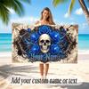 Skull Gothic Theme Beach Towel Personalized Custom Name & Text Soft Quick Dry Beach Towel for Swimming Travel