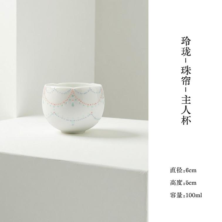 

Linglong hollow ceramic master cup Kung Fu tea set hand-painted bead curtain tea cup household tea cup single cup cup 200ml зелений