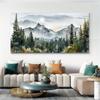 Oszałamiający nowoczesny krajobraz na płótnie - Żywa scena górska, rzeczna i leśna Dekoracja ścienna do salonu, sypialni, biura, kawiarni, baru i akademika