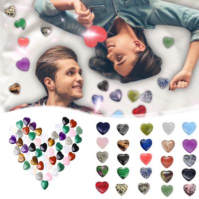 30pcs Cristal Naturel 20mm Pendentif Coeur Ornement en Forme de Coeur Pierre Précieuse Artisanat Coeur de Pêche Sans Creux Cadeau Saint-Valentin