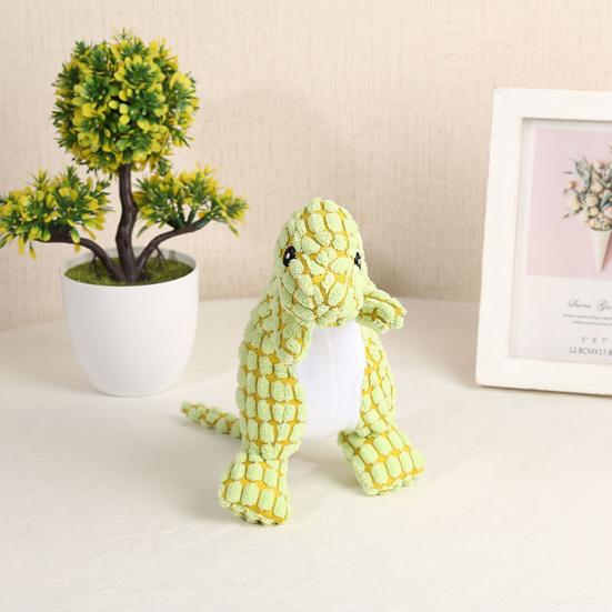 Plush Dinosaur Dog Chew Toy Squeaky Stuffed Tyrannosaurus Rex Boredom Reduction Dog Teething Interactive Dino Plushie Toy Pet Supplies