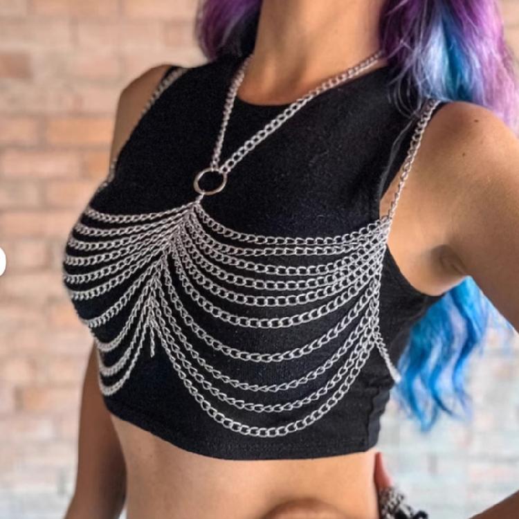 Fashionable Metal Body Chain Unique Chain Necklace Statement Metal Body Accessory for Confident Women Easy to Adjust