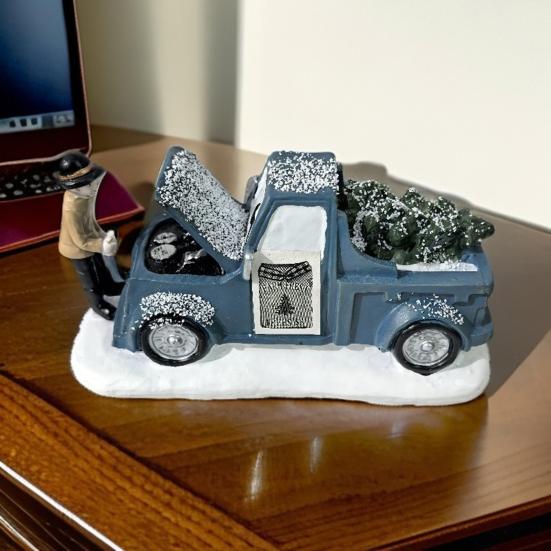 Weihnachtsroter LKW Ornament Stabile Basis Kunstharz Auto Figur Vielseitige Desktop Regal Baumdeko