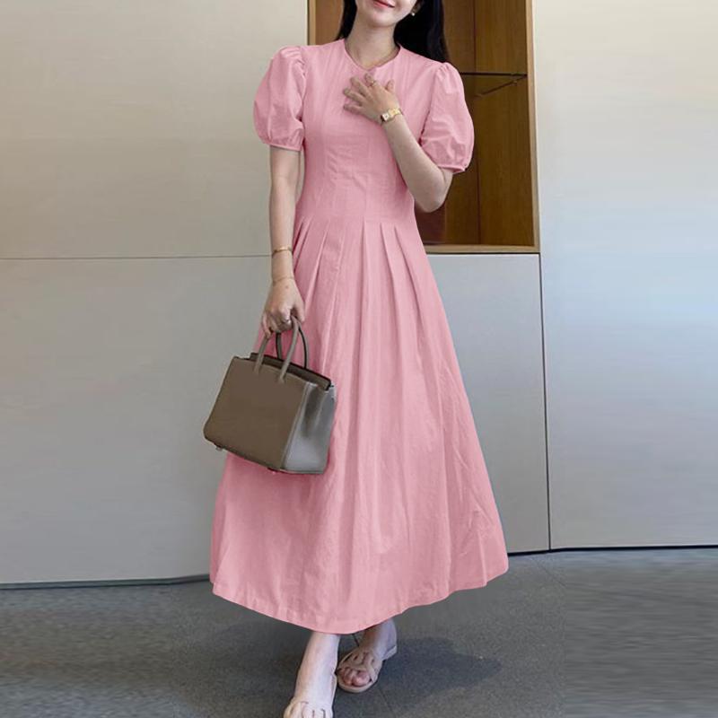 

ZANZEA Женское повседневное летнее платье с круглым вырезом и короткими рукавами 5XL розовый