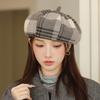 New Autumn and Winter Plaid Beret Women's Fashion Painter Hat Retro British Bud Hat