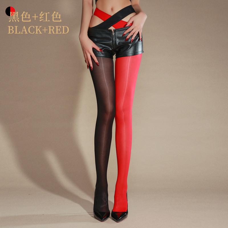Sexy Horse Oil Stockings Cross Open Crotch Pantyhose 8D Glossy Tights Summer Ultra-thin Women's Erotic Temptation Black Stocking