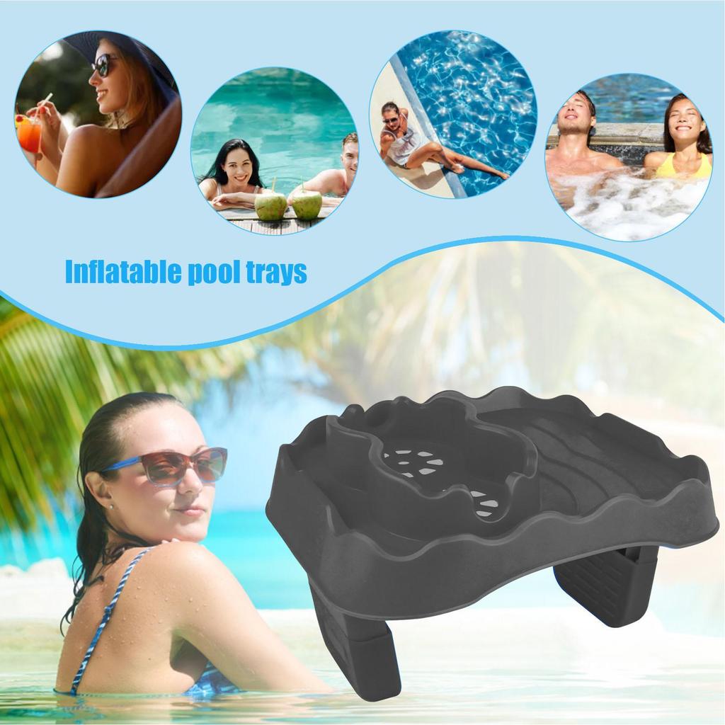 Clip-on Pool Cup Holder Phone Holder Pool Beverage Drink Tray  for Most Inflatable Swimming Pools, Spa Bathtub Accessories