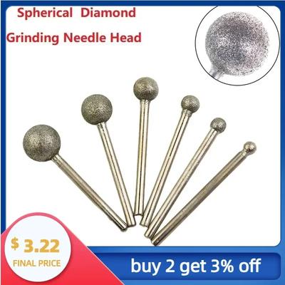 6 PCS Round Spherical Head Grinding Bit Coated Mounted Point Ball 4-12mm Burs Coarse Stone Drilling Metal Abrasive Tool