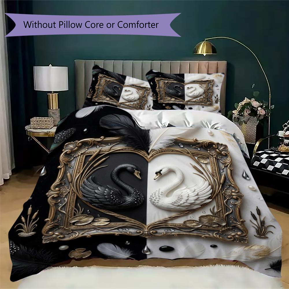 Gorgeous B&W Pattern Bedding uilt Set uilt Cover Pillowcase Home Decoration Birthday Gift (1 * duvet cover + 2 * pillowcase without core)39