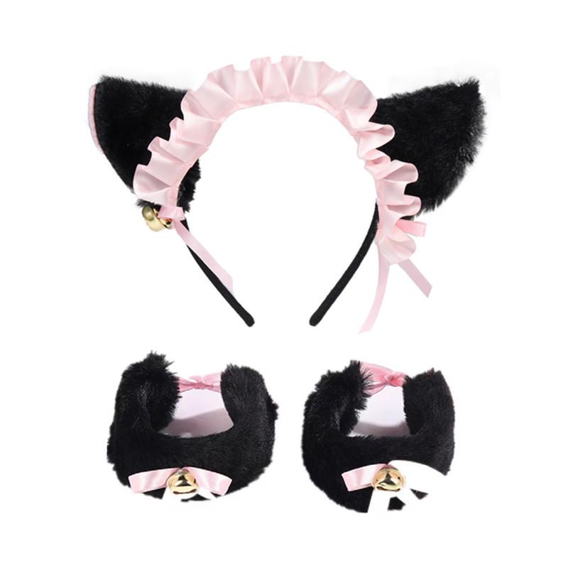 Cat Ear Bell Headband & Choker Set with Tail - Halloween Party Accessories