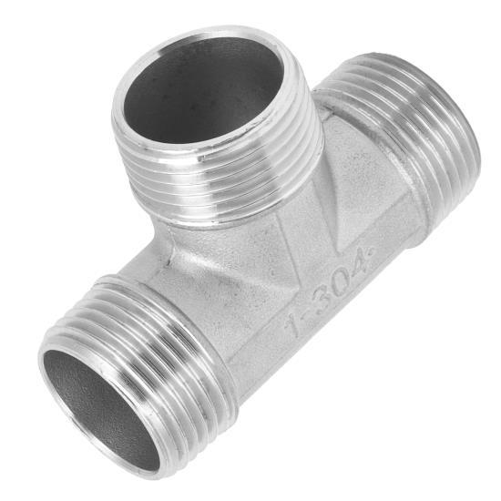 Tvarovaný konektor G1in s vnějším závitem, nerezová ocel, T-kus, hardware, potrubní armatury